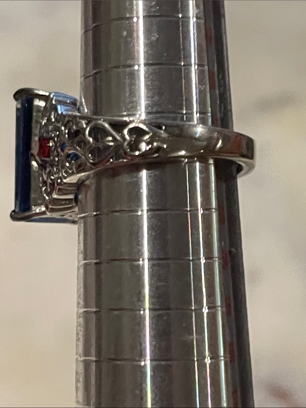 NWOT 925 Sapphire Ruby Silver Ring Size 6 - Picture 9 of 13
